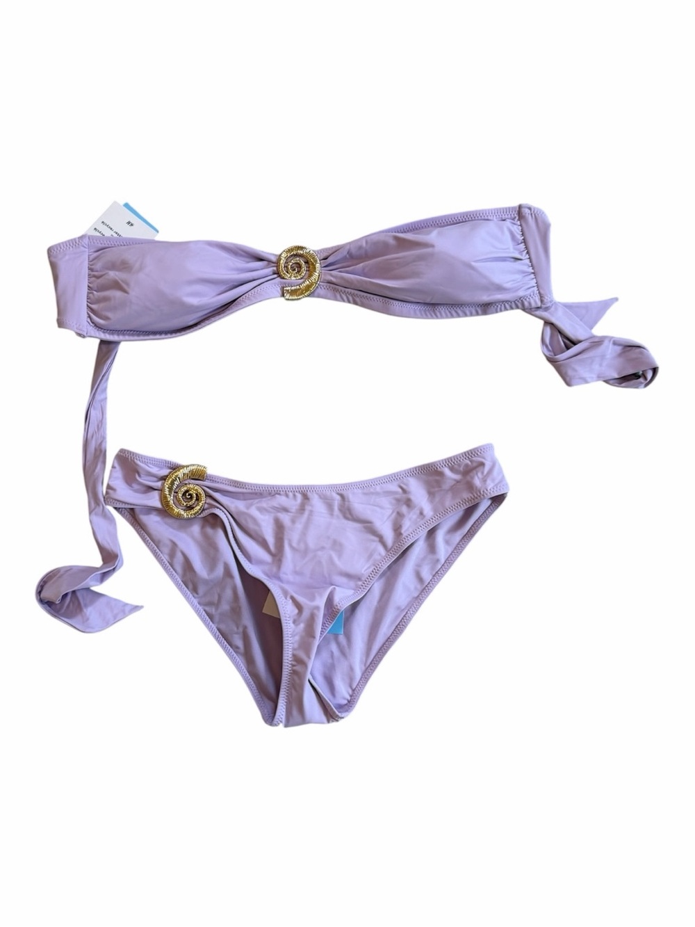 H&M Lavender Bandeau Bikini Set with Gold Spiral Accents - Women Swim